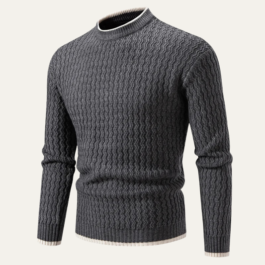 Men’s Mock Neck Wavy Textured Sweater