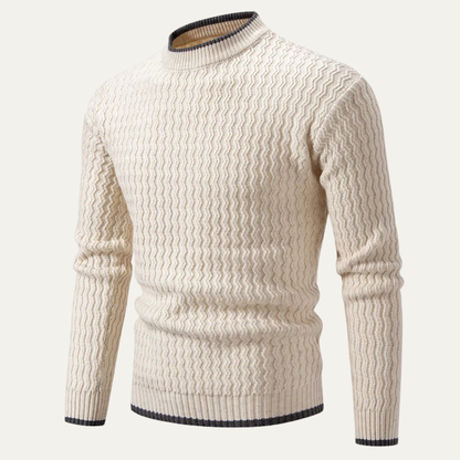 Men’s Mock Neck Wavy Textured Sweater