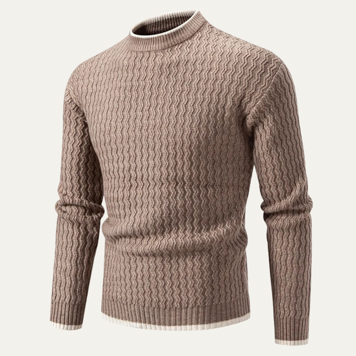Men’s Mock Neck Wavy Textured Sweater