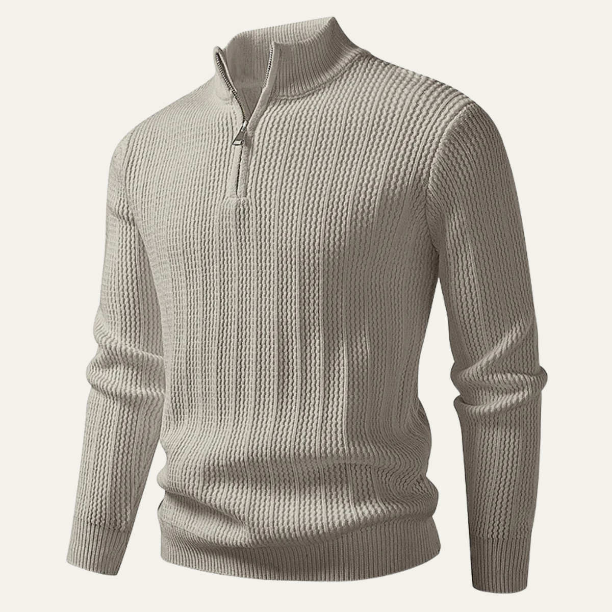 Men’s Quarter-Zip Waffle Knit Sweater