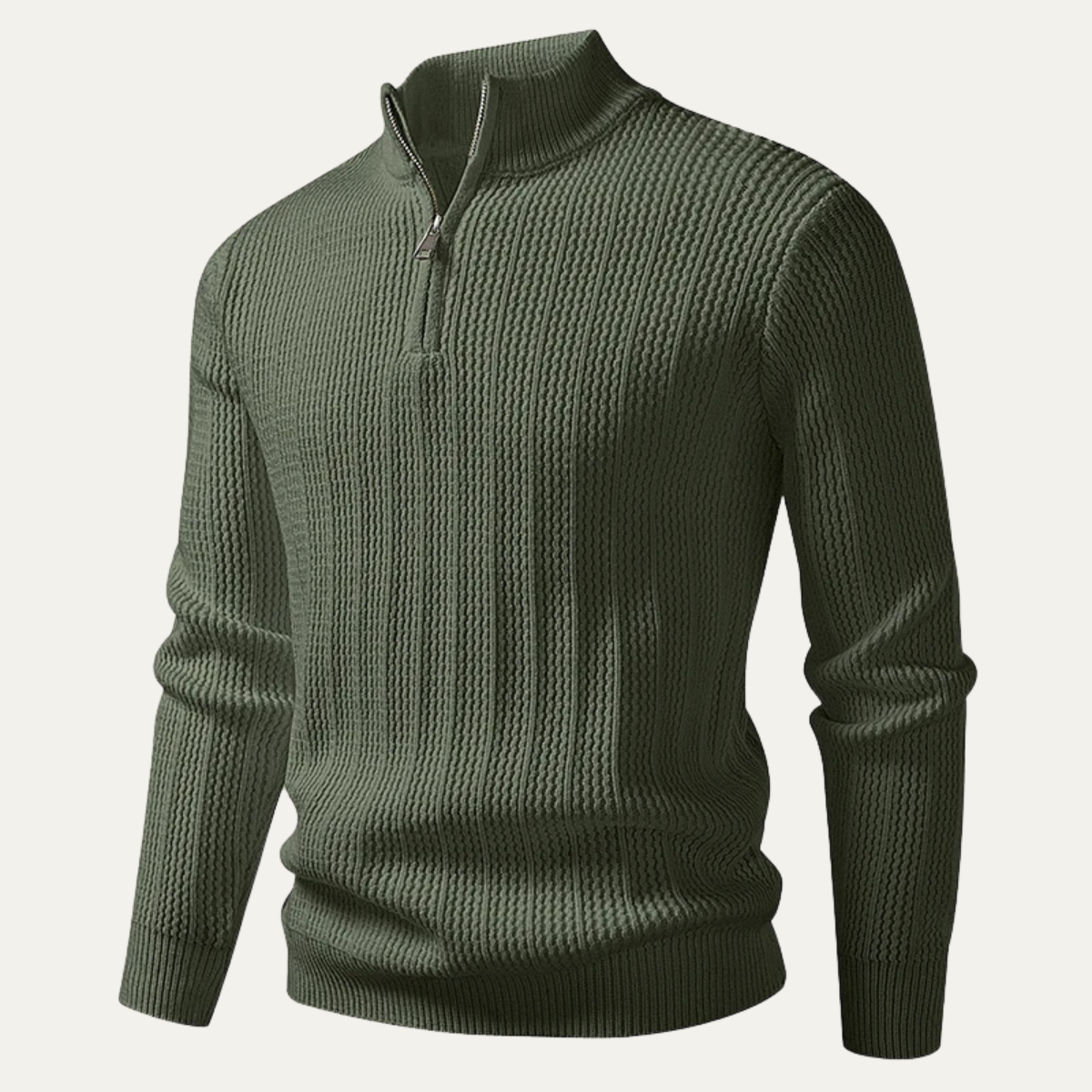 Men’s Quarter-Zip Waffle Knit Sweater