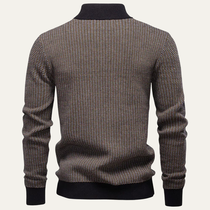 Men’s Knitted Quarter Zip Mock Neck Sweater