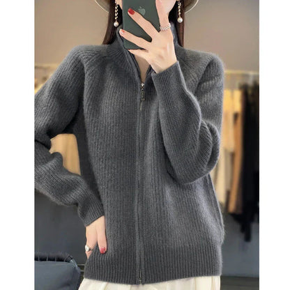 Women’s Thick Turtleneck Zip Cardigan