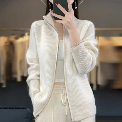 Women’s Thick Turtleneck Zip Cardigan