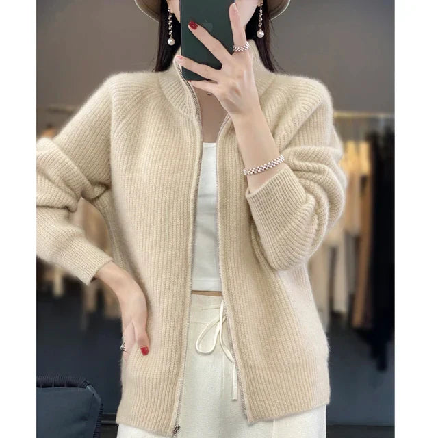 Women’s Thick Turtleneck Zip Cardigan