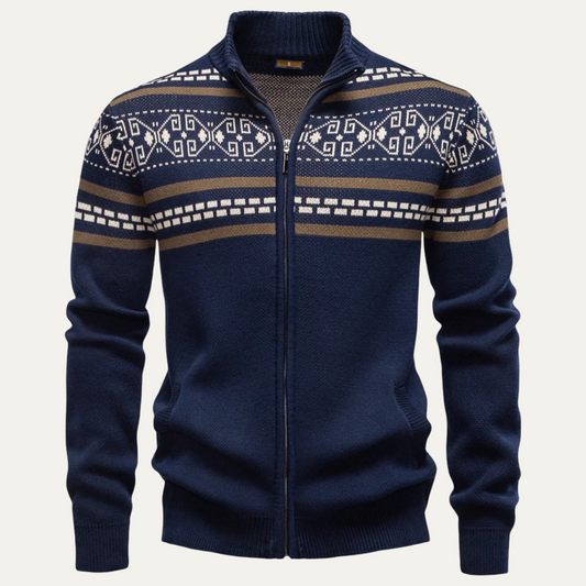 Men’s Full-Zip Cardigan with Fair Isle Patterns