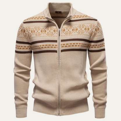 Men’s Full-Zip Cardigan with Fair Isle Patterns