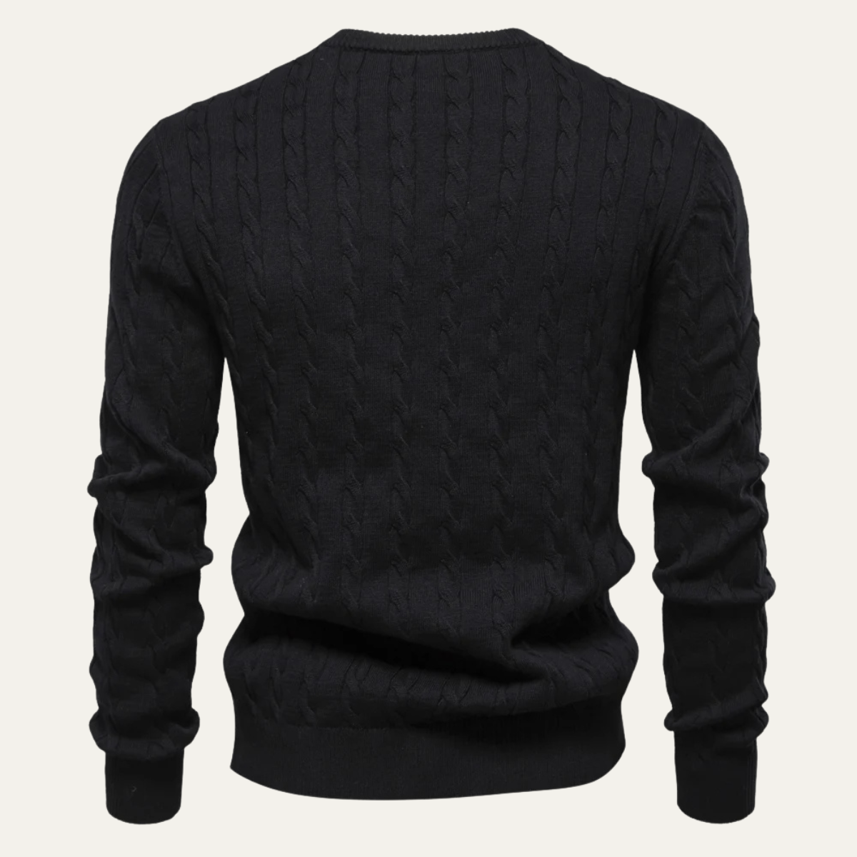 Men’s Classic Embroidered Cable-Knit Crewneck Sweater