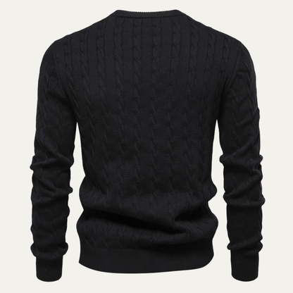 Men’s Classic Embroidered Cable-Knit Crewneck Sweater