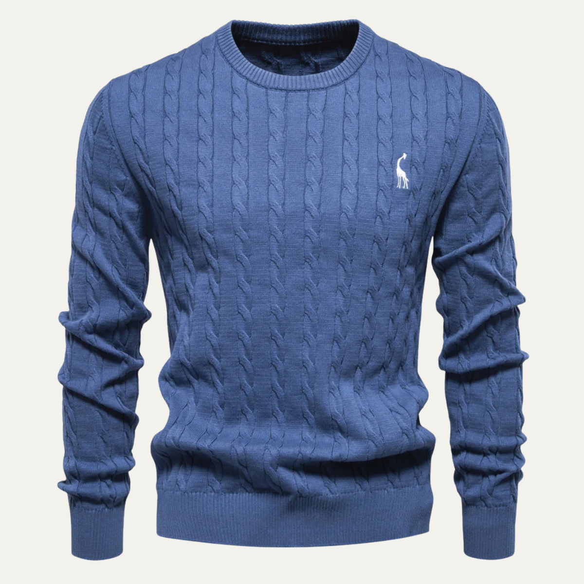 Men’s Classic Embroidered Cable-Knit Crewneck Sweater