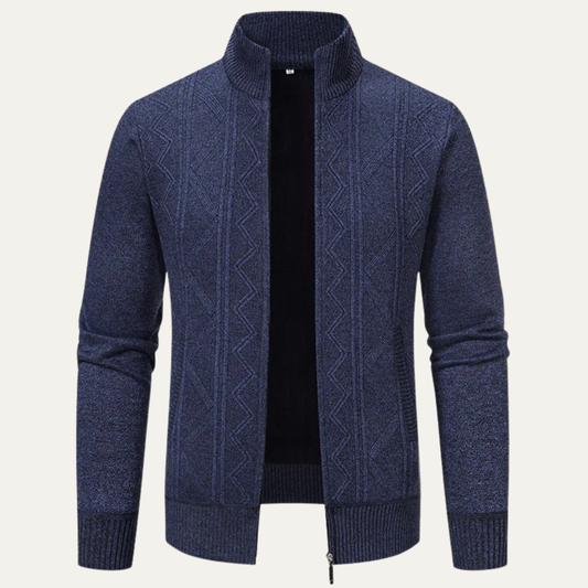 Men’s Full-Zip Diamond Knit Sweater Jacket