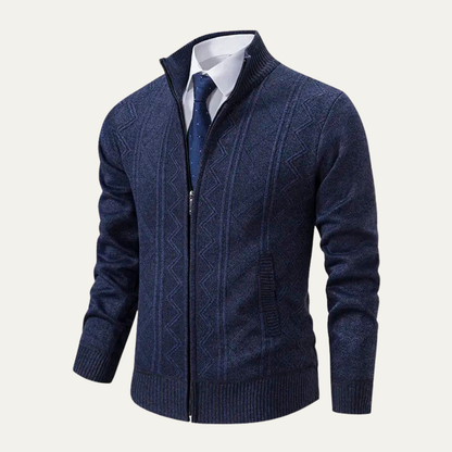 Men’s Full-Zip Diamond Knit Sweater Jacket