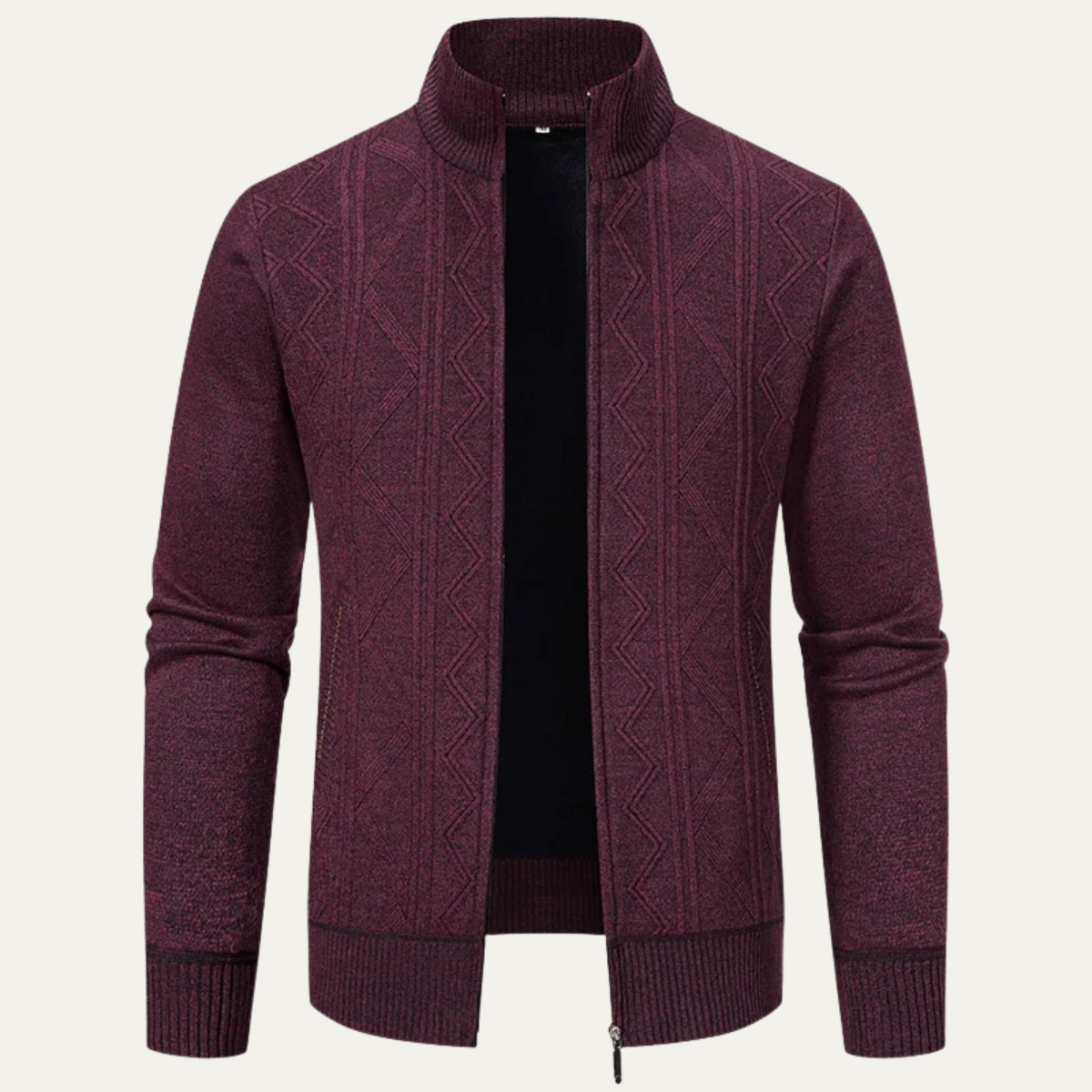 Men’s Full-Zip Diamond Knit Sweater Jacket