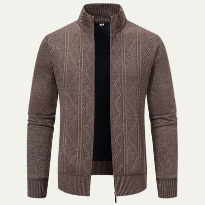 Men’s Full-Zip Diamond Knit Sweater Jacket