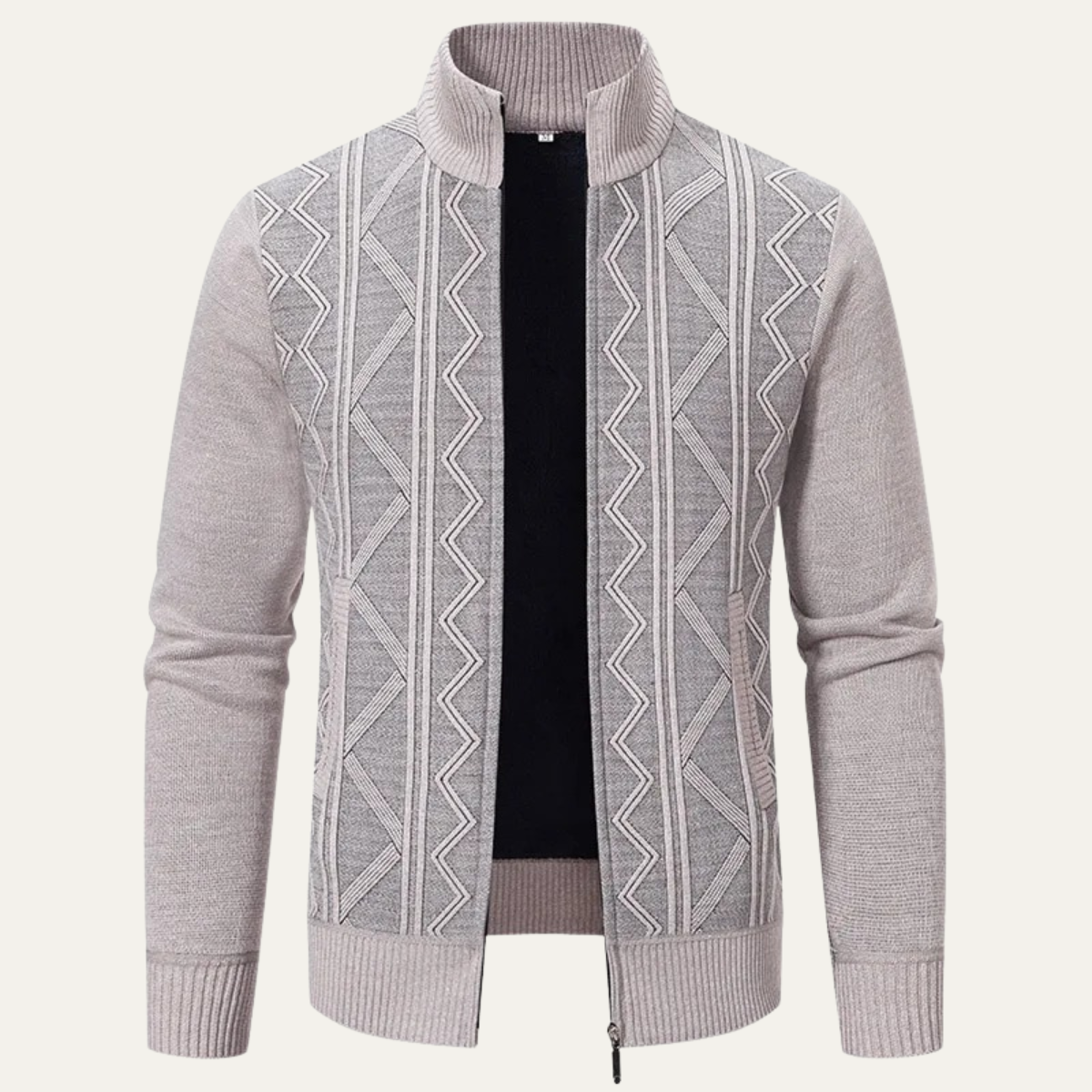 Men’s Full-Zip Diamond Knit Sweater Jacket