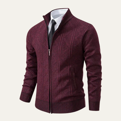 Men’s Full-Zip Diamond Knit Sweater Jacket