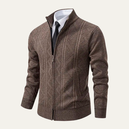 Men’s Full-Zip Diamond Knit Sweater Jacket