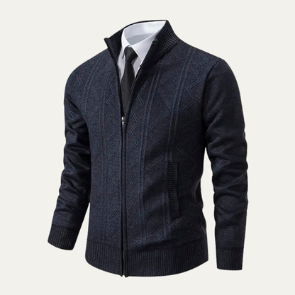 Men’s Full-Zip Diamond Knit Sweater Jacket