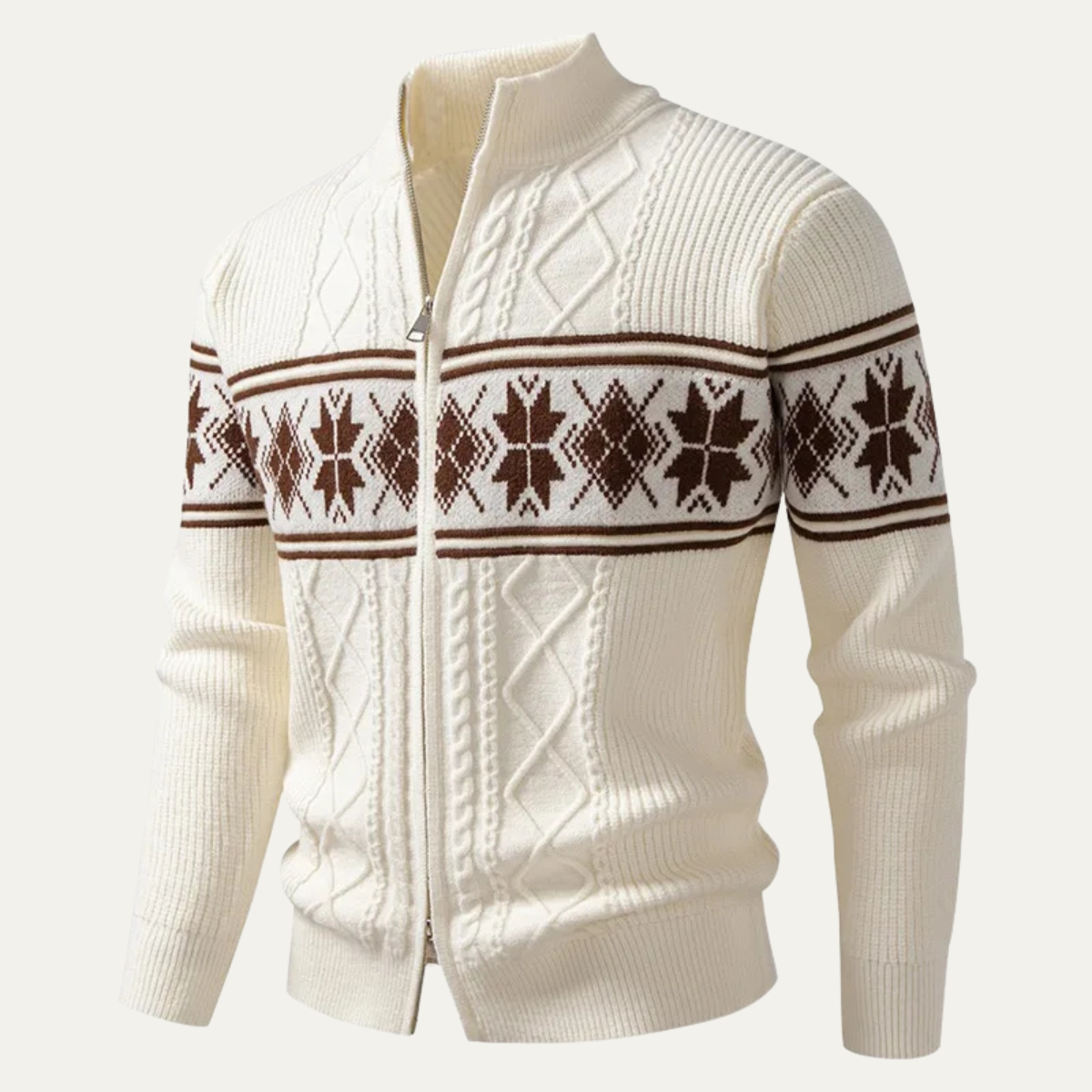 Men’s Nordic Full Zip Mock Neck Cardigan
