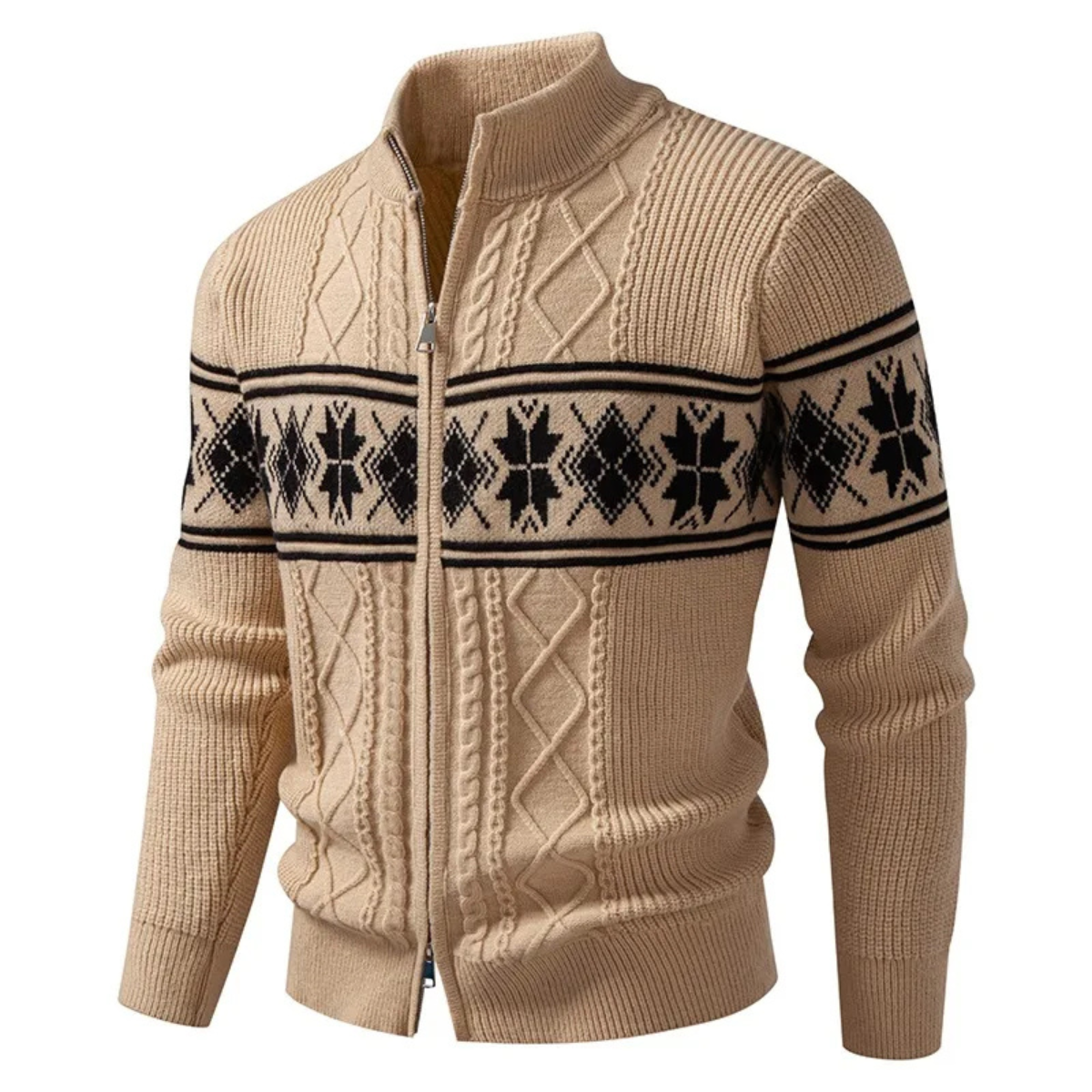 Men’s Nordic Full Zip Mock Neck Cardigan