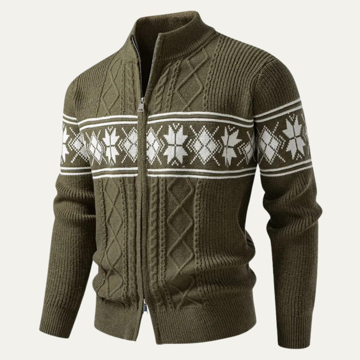 Men’s Nordic Full Zip Mock Neck Cardigan