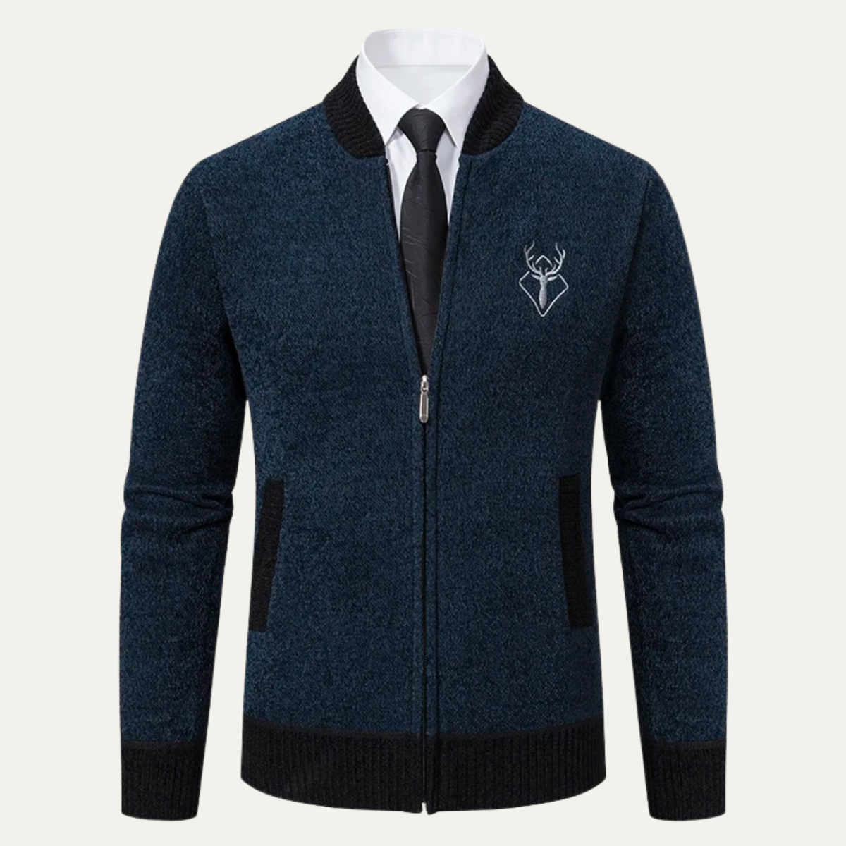 Men’s Embroidered Zip-Up Sweater