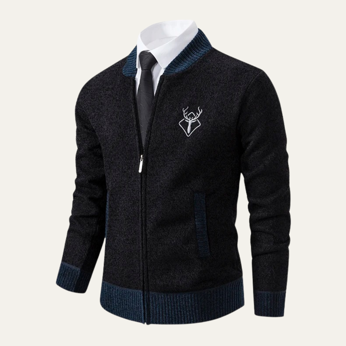Men’s Embroidered Zip-Up Sweater