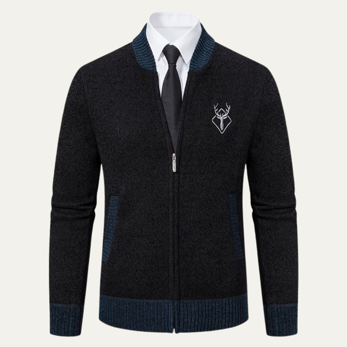 Men’s Embroidered Zip-Up Sweater