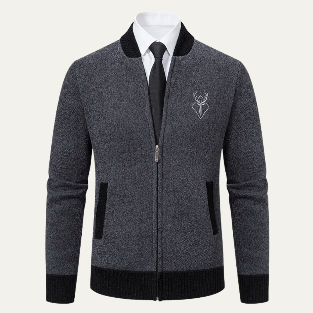 Men’s Embroidered Zip-Up Sweater