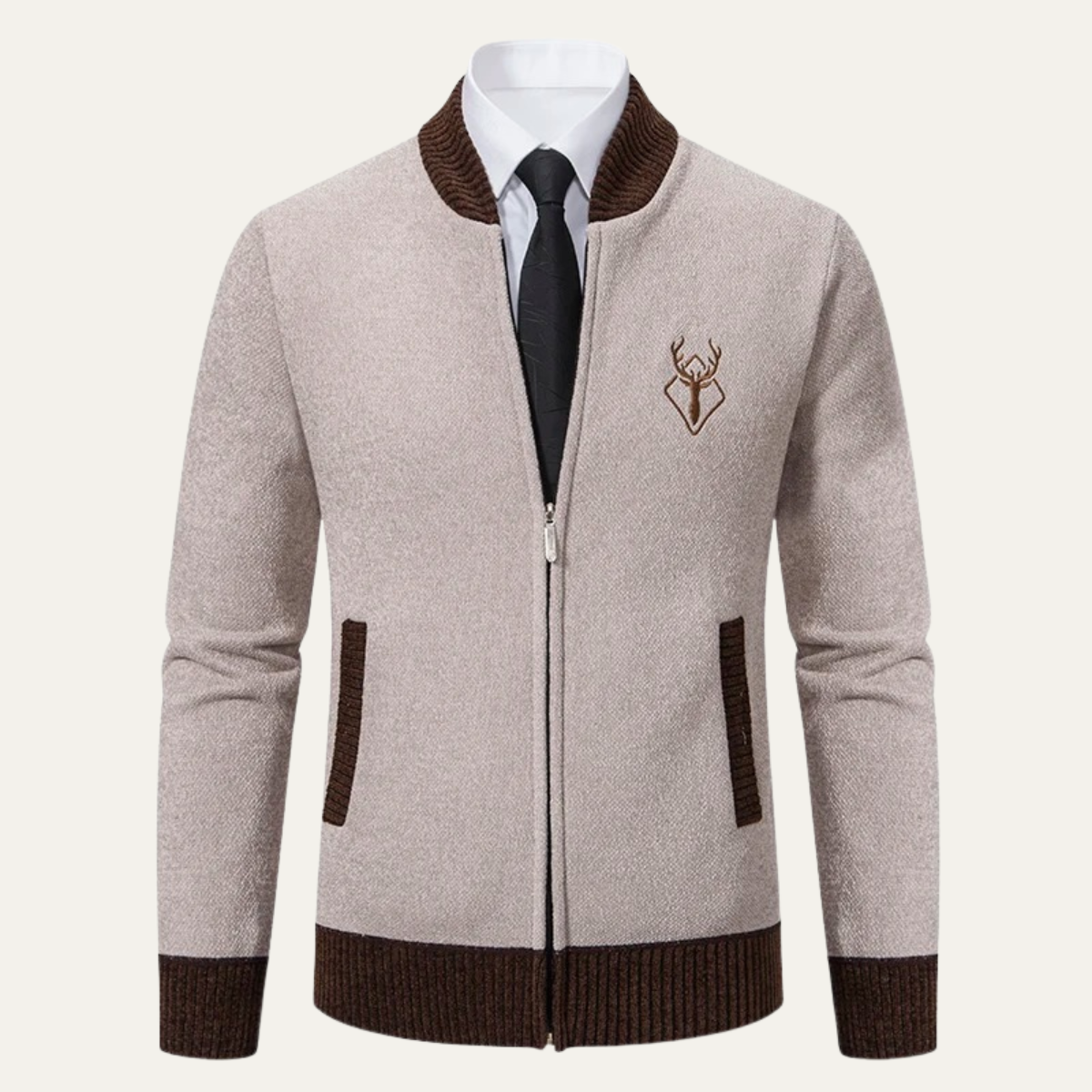 Men’s Embroidered Zip-Up Sweater