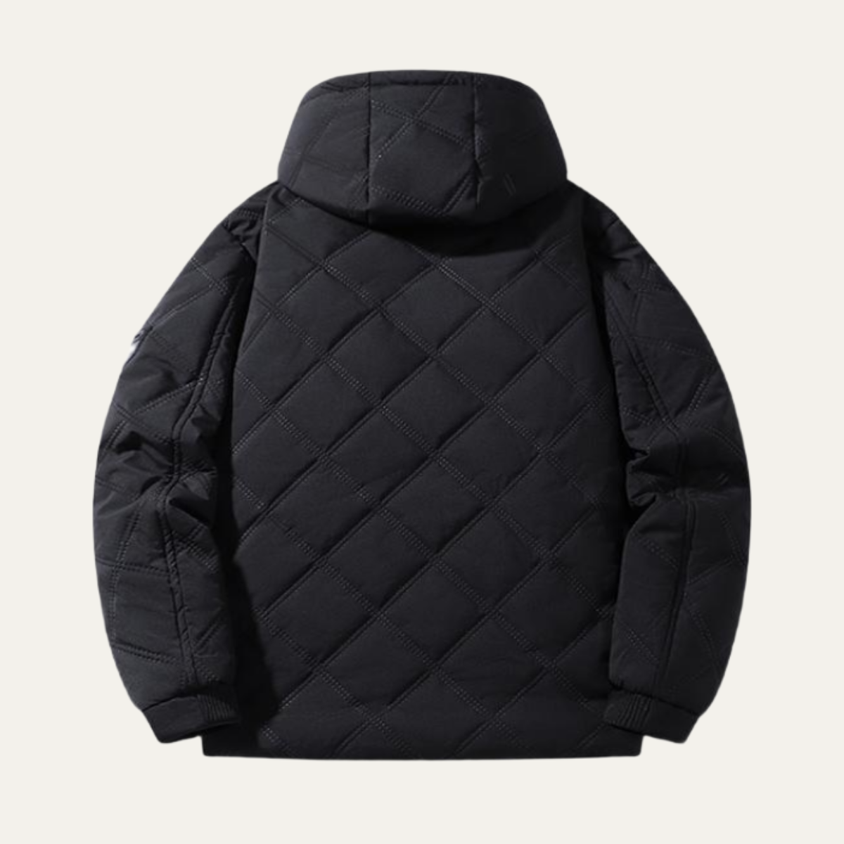 Men’s Hooded Quilted Parka with Faux-Fur Lining