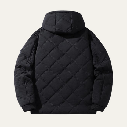 Men’s Hooded Quilted Parka with Faux-Fur Lining
