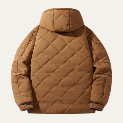 Men’s Hooded Quilted Parka with Faux-Fur Lining