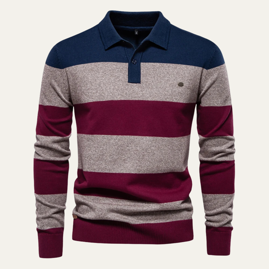 Men’s Color-Block Knit Polo Sweater