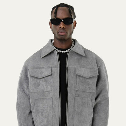 Men’s Suede Utility Trucker Jacket