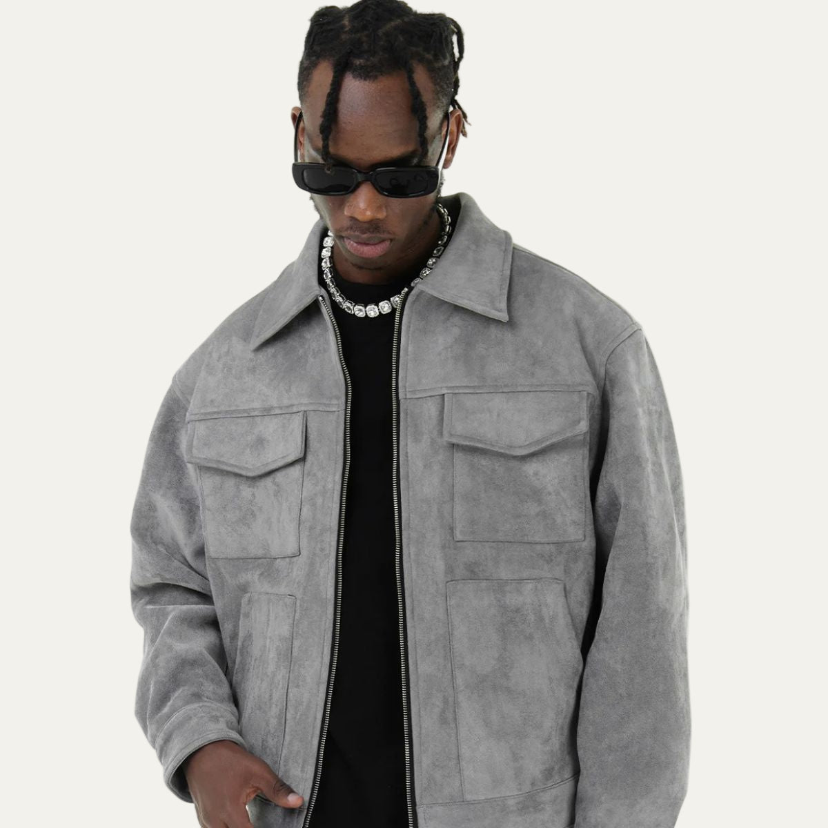Men’s Suede Utility Trucker Jacket