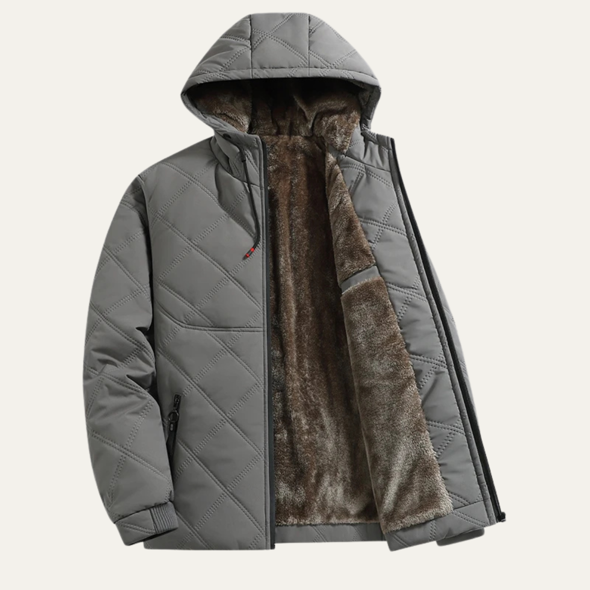 Men’s Plush Quilted Hooded Jacket