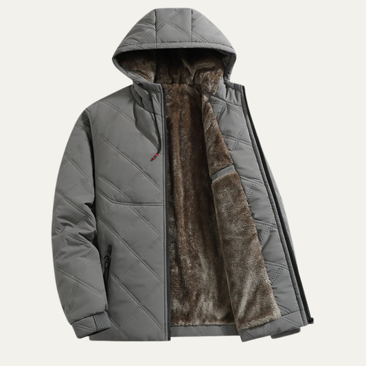 Men’s Plush Quilted Hooded Jacket
