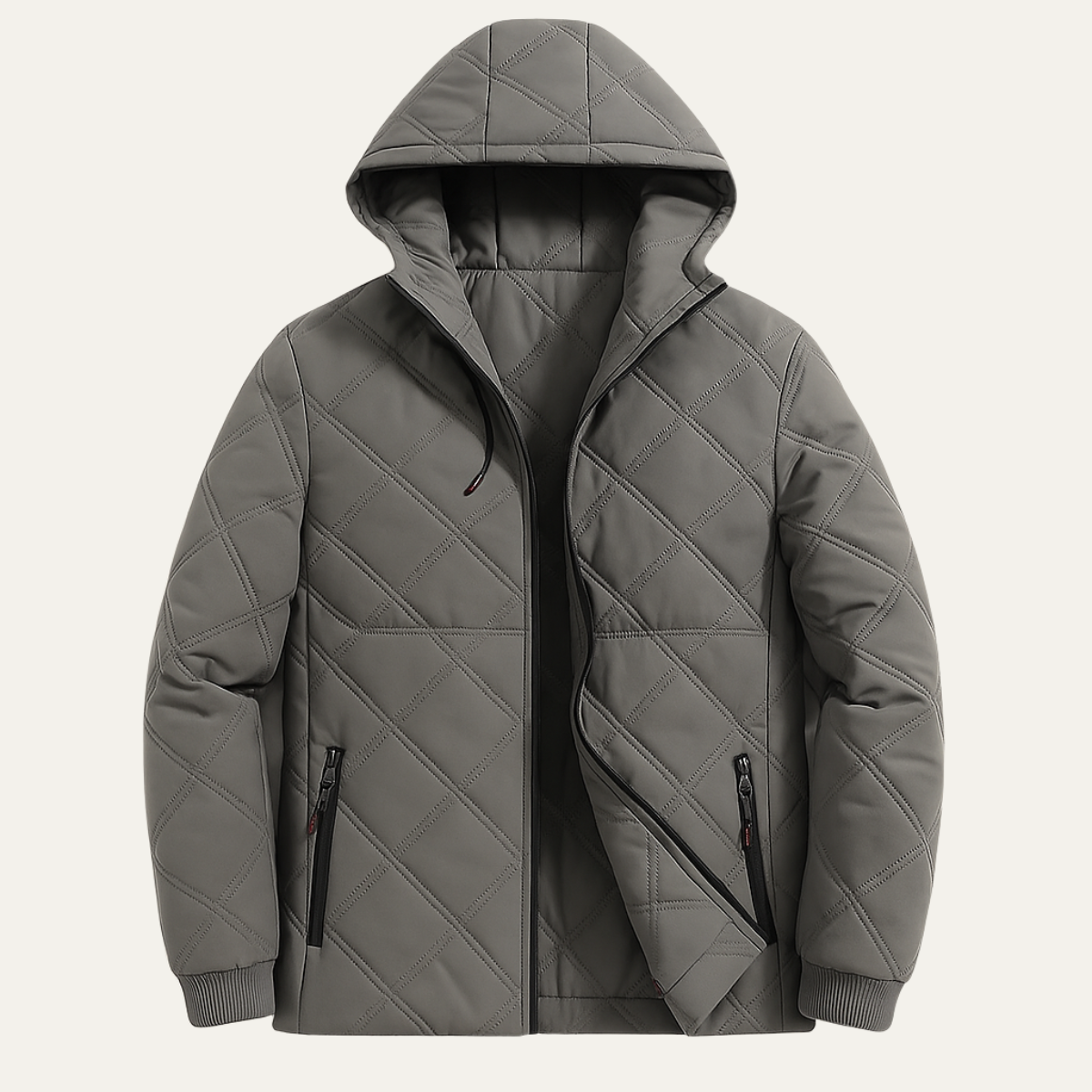 Men’s Plush Quilted Hooded Jacket