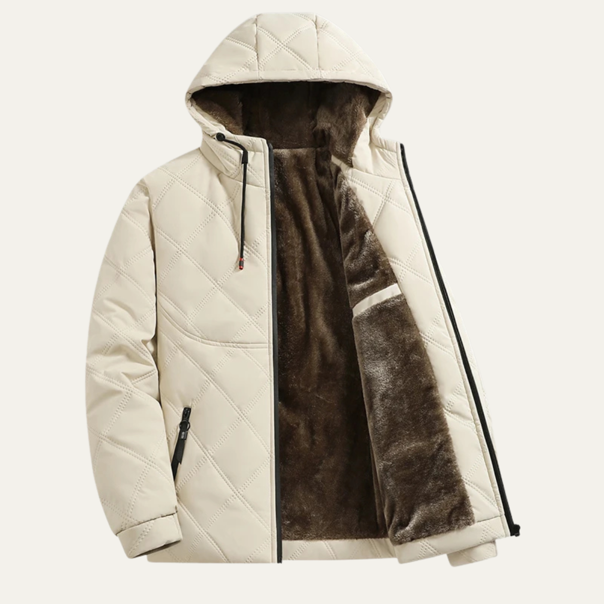 Men’s Plush Quilted Hooded Jacket