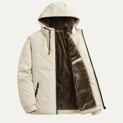 Men’s Plush Quilted Hooded Jacket