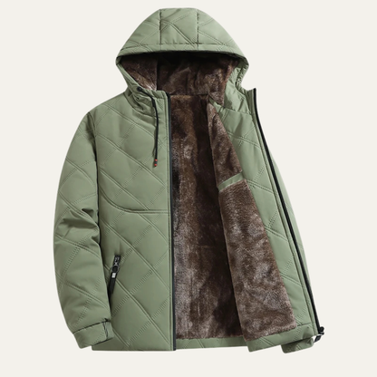 Men’s Plush Quilted Hooded Jacket
