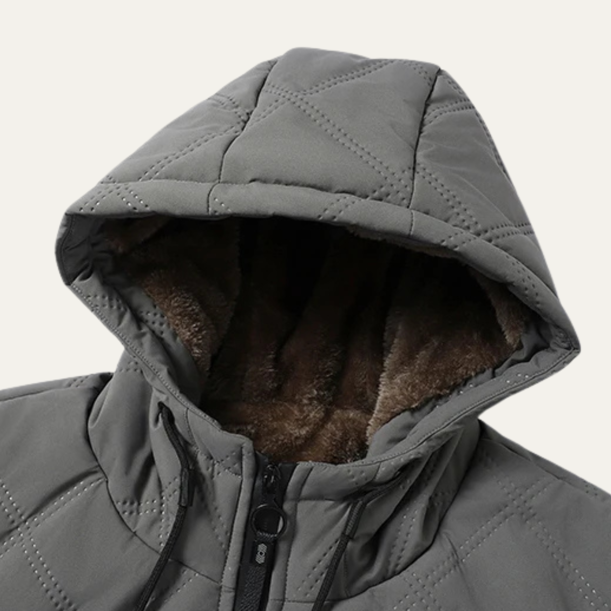 Men’s Plush Quilted Hooded Jacket