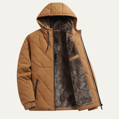 Men’s Plush Quilted Hooded Jacket