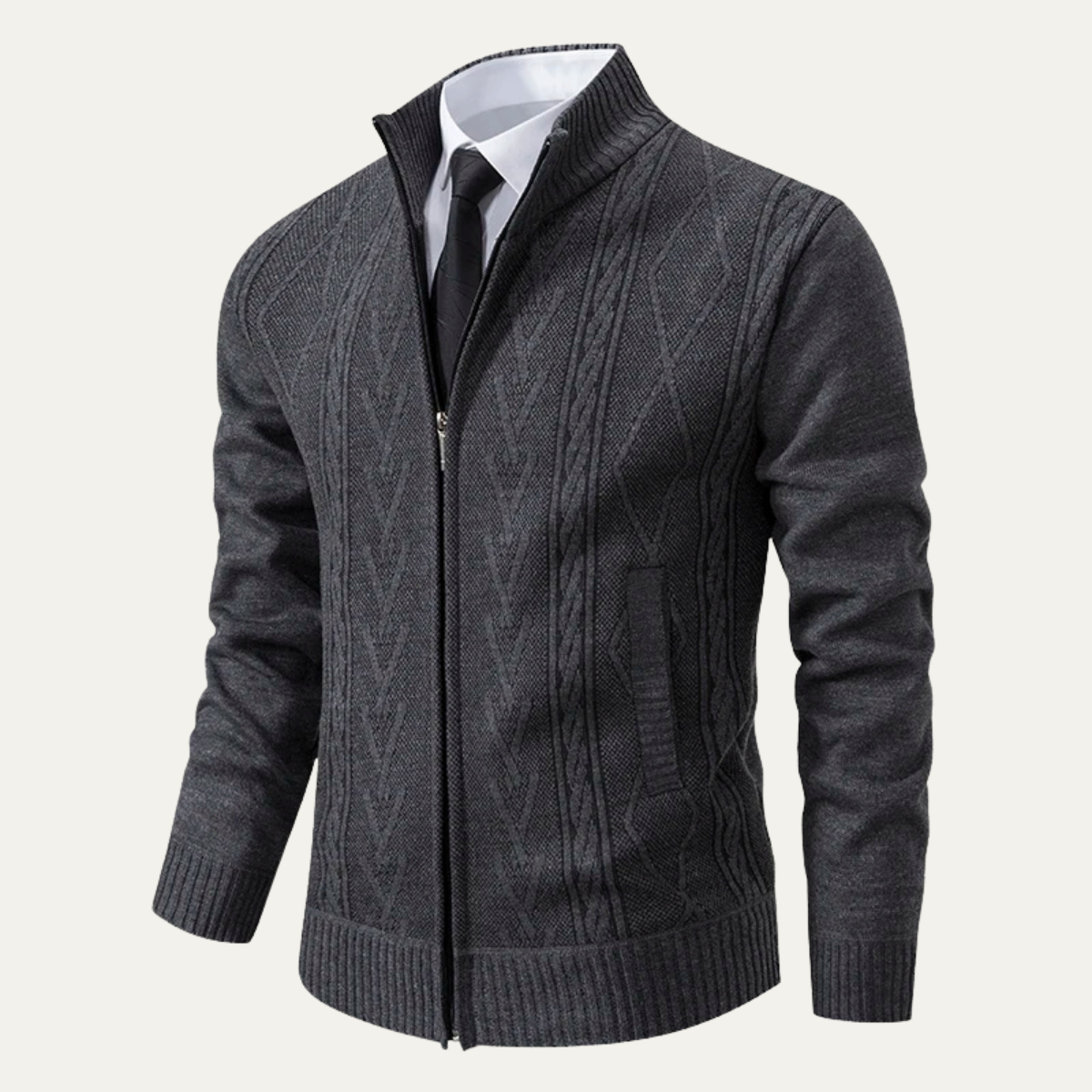 Men’s Classic Cable Knit Mock Neck Sweater