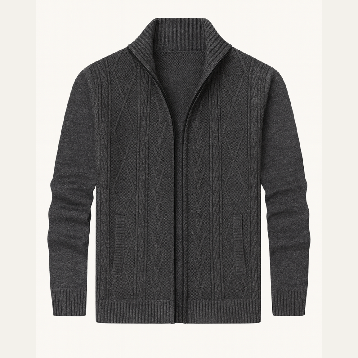 Men’s Classic Cable Knit Mock Neck Sweater