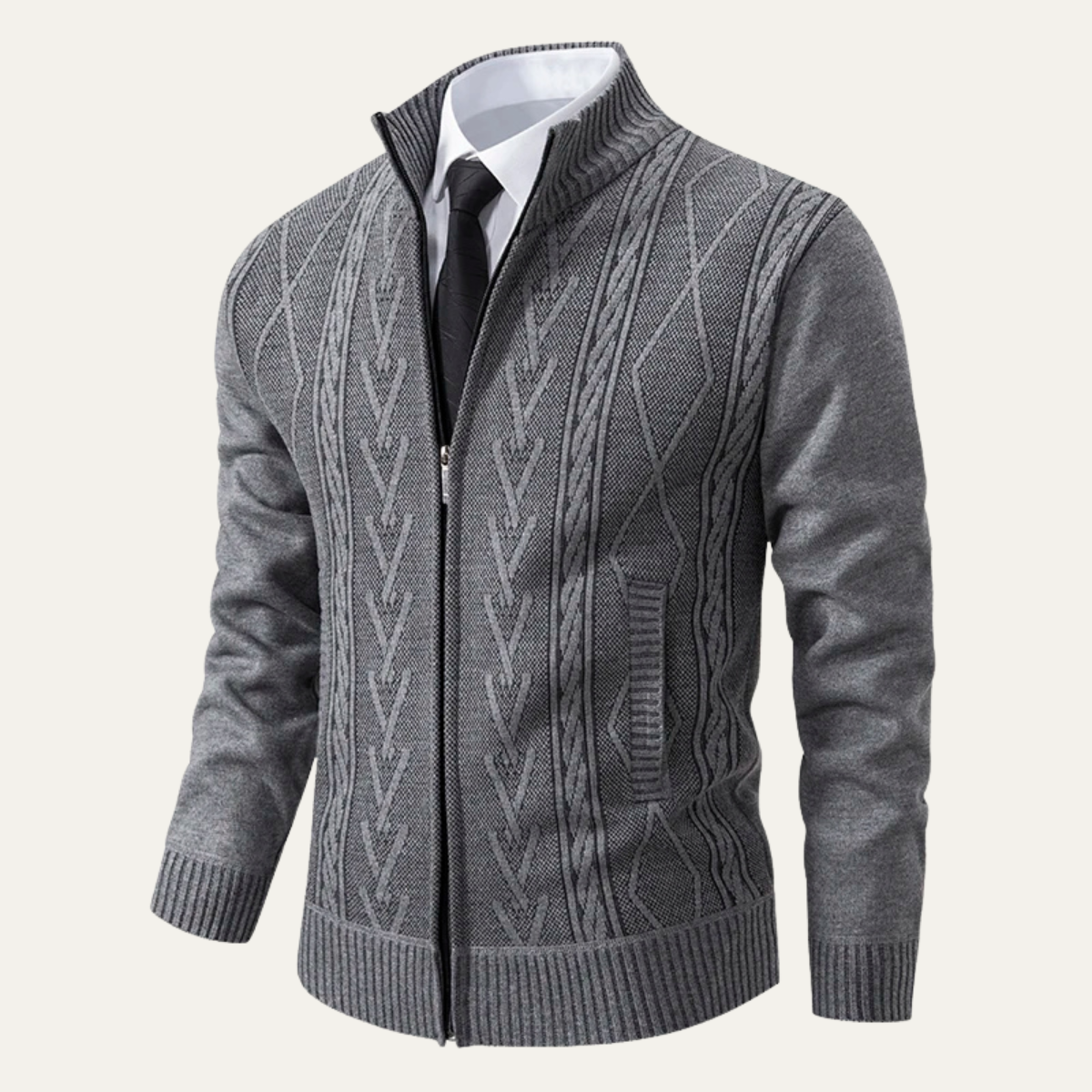Men’s Cable Knit Zip Sweater