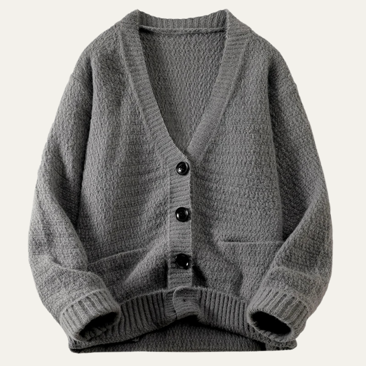 Men’s V-Neck Cardigan with Textured Knit