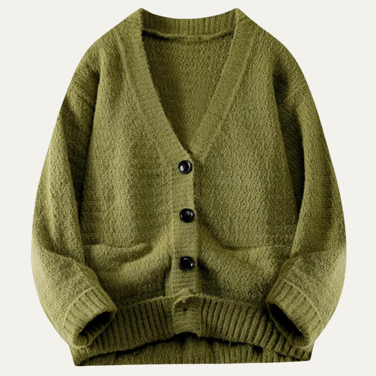Men’s V-Neck Cardigan with Textured Knit