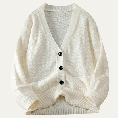 Men’s V-Neck Cardigan with Textured Knit